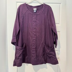 BECASA M Purple Linen Tunic